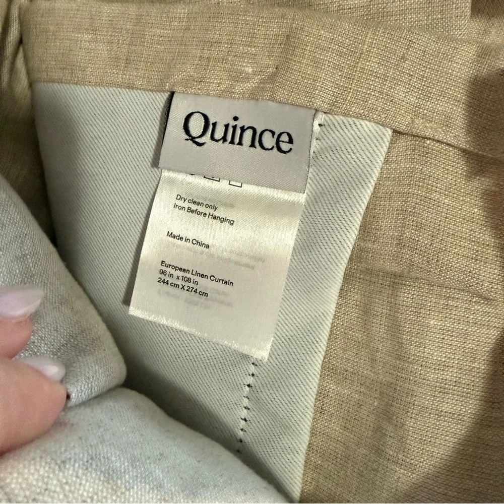 Quince European Linen Blackout Curtain Panel Flax Beige 96”x 108”